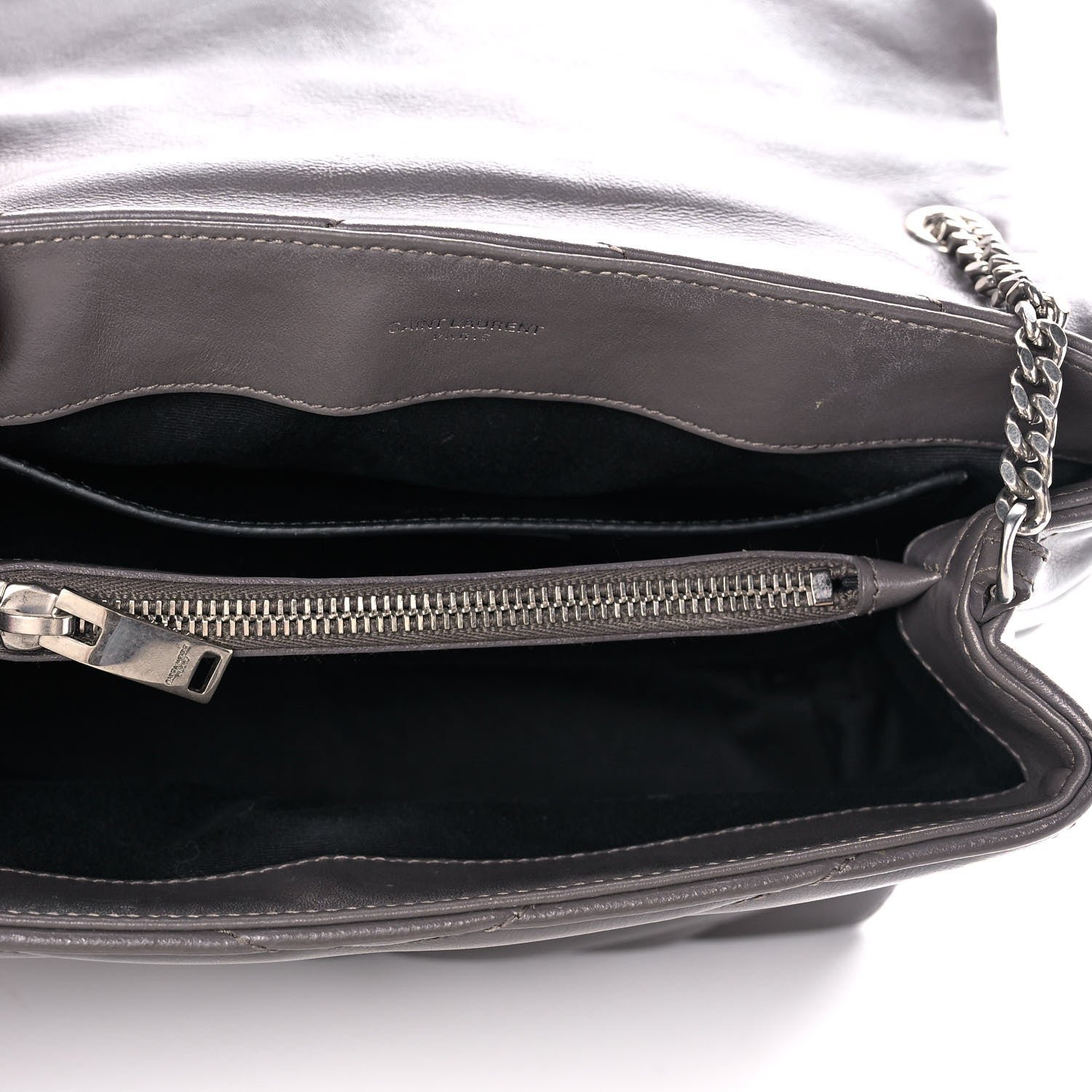 Saint Laurent Calfskin Y Quilted Monogram Small Loulou Chain Satchel Earth 5 of 20