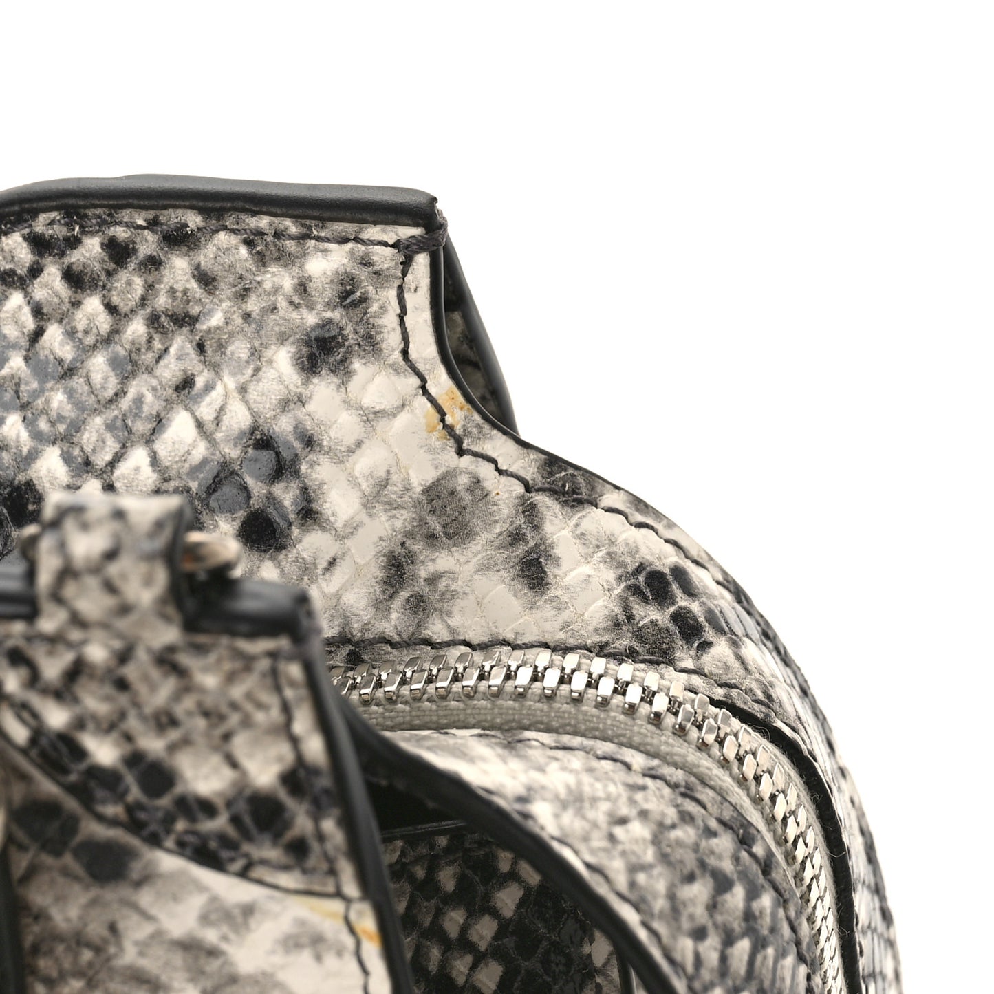 Grained Calfskin Snake Effect Neo Classic Silver Hardware Mini City Black White