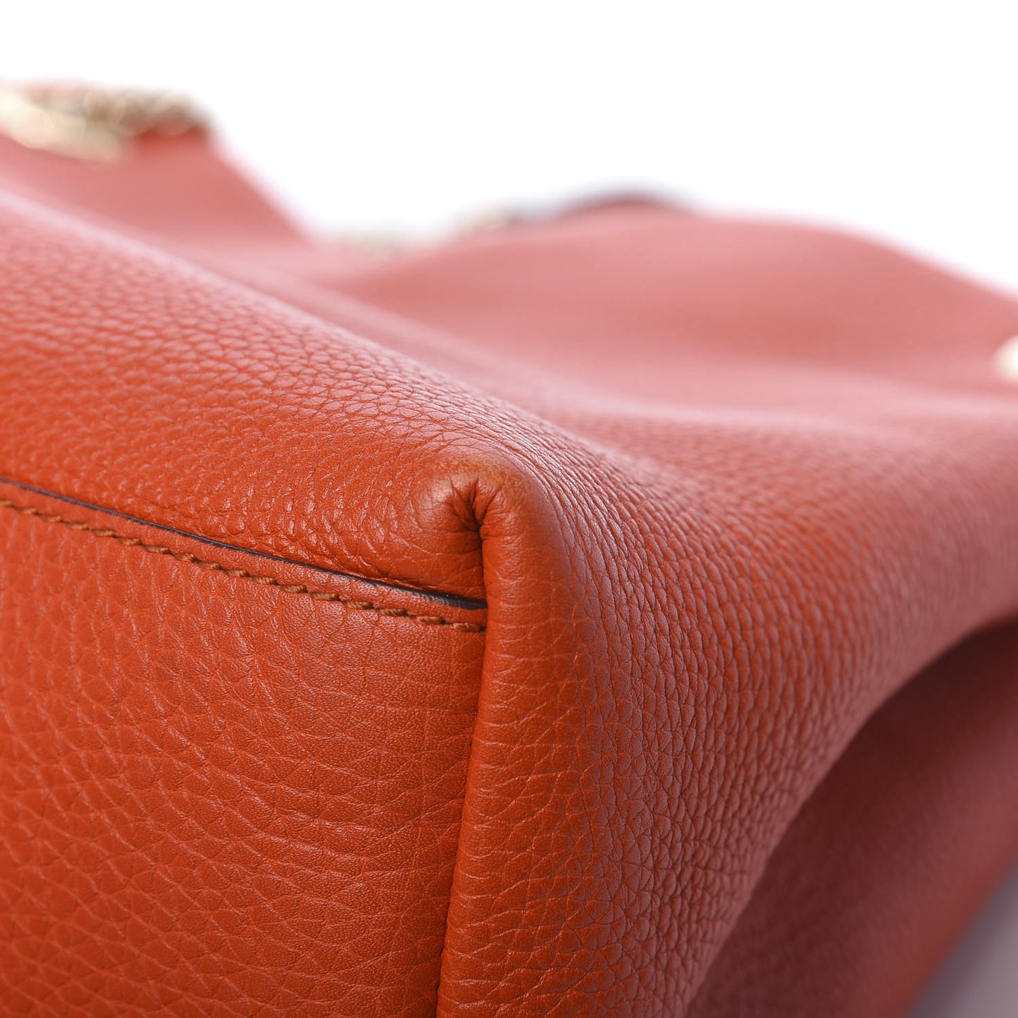 Pebbled Calfskin Medium Soho Chain Shoulder Bag Sun Orange