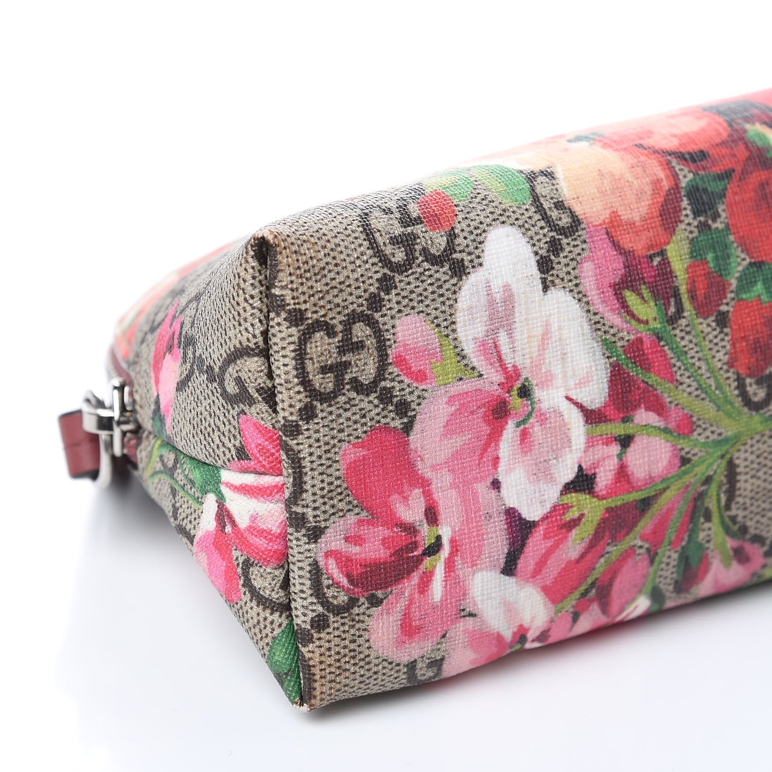 Gucci GG Supreme Monogram Blooms Large Pouch Cosmetic Case Beige Multicolor Dry Rose 9 of 10