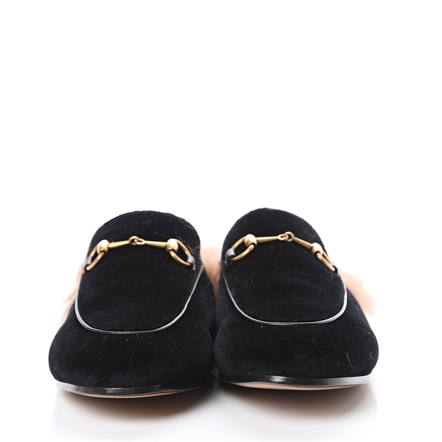 Gucci Velvet Fur Womens Princetown Slippers 39 Black 2 of 8