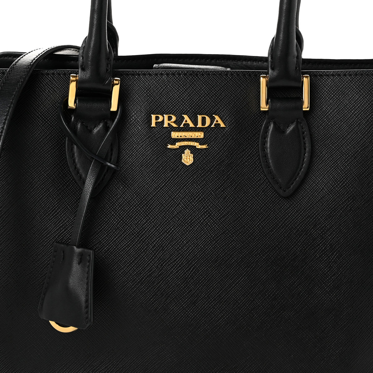 Prada Saffiano Soft Calfskin Small Zippered Tote Black 8 of 12