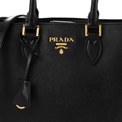 Prada Saffiano Soft Calfskin Small Zippered Tote Black 8 of 12
