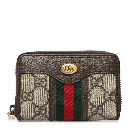 Gucci GG Supreme Web Ophidia Zip Around Card Case Brown 1 of 8