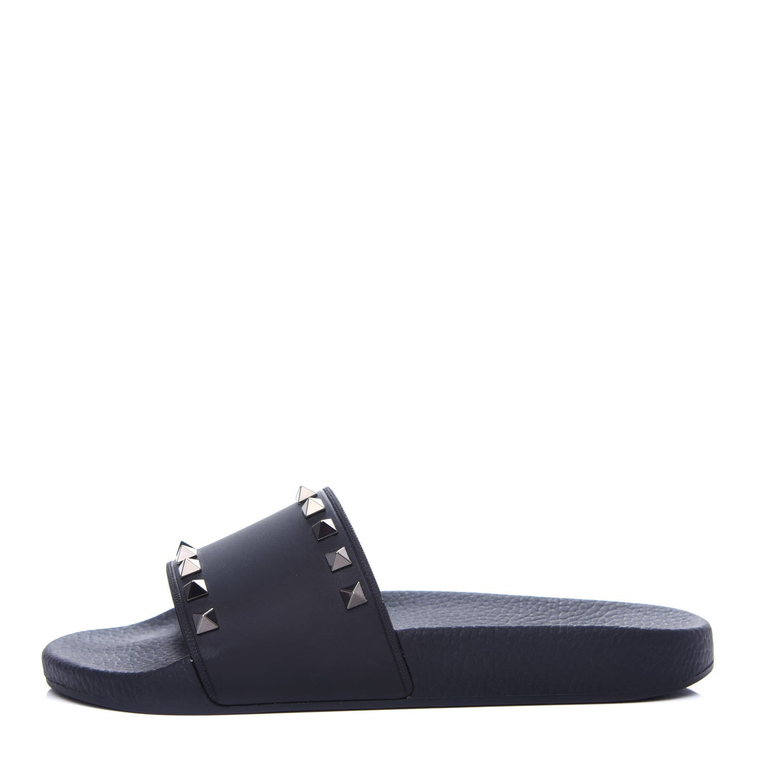 Valentino Garavani Rubber Rockstud Slide Sandals 38 Black 1 of 9