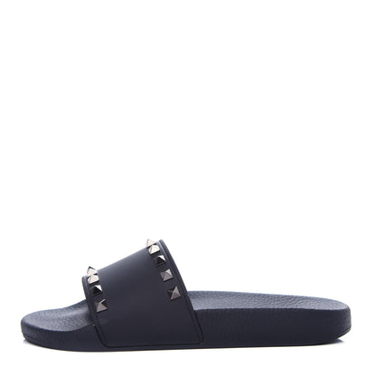 Valentino Garavani Rubber Rockstud Slide Sandals 38 Black 1 of 9