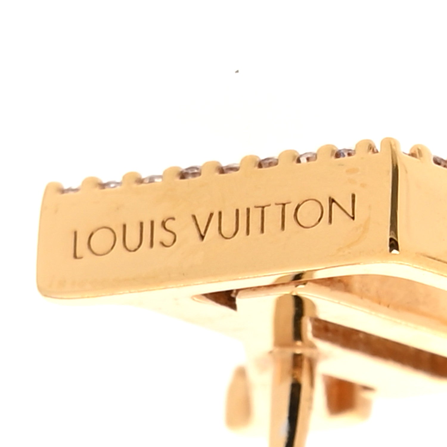 Louis Vuitton Metal Crystal LV Iconic Earrings Gold 4 of 7