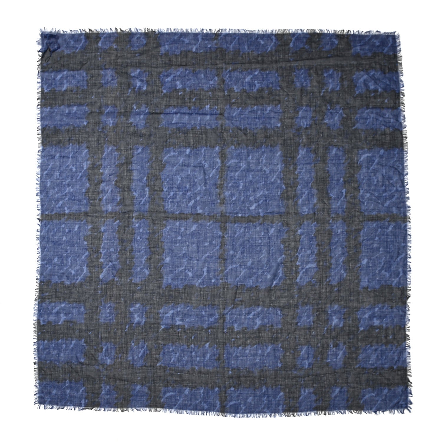 Burberry Wool Silk Gauze Giant Check Scarf Bright Indigo 1 of 3