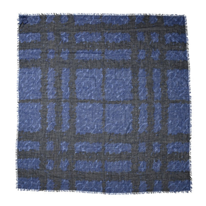 Burberry Wool Silk Gauze Giant Check Scarf Bright Indigo 1 of 3