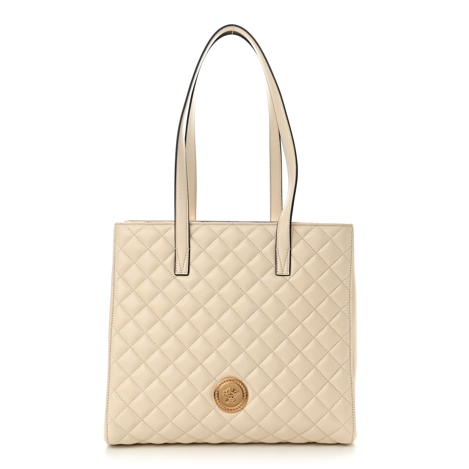Versace Nappa Quilted Medusa Tote Ecru 1 of 12
