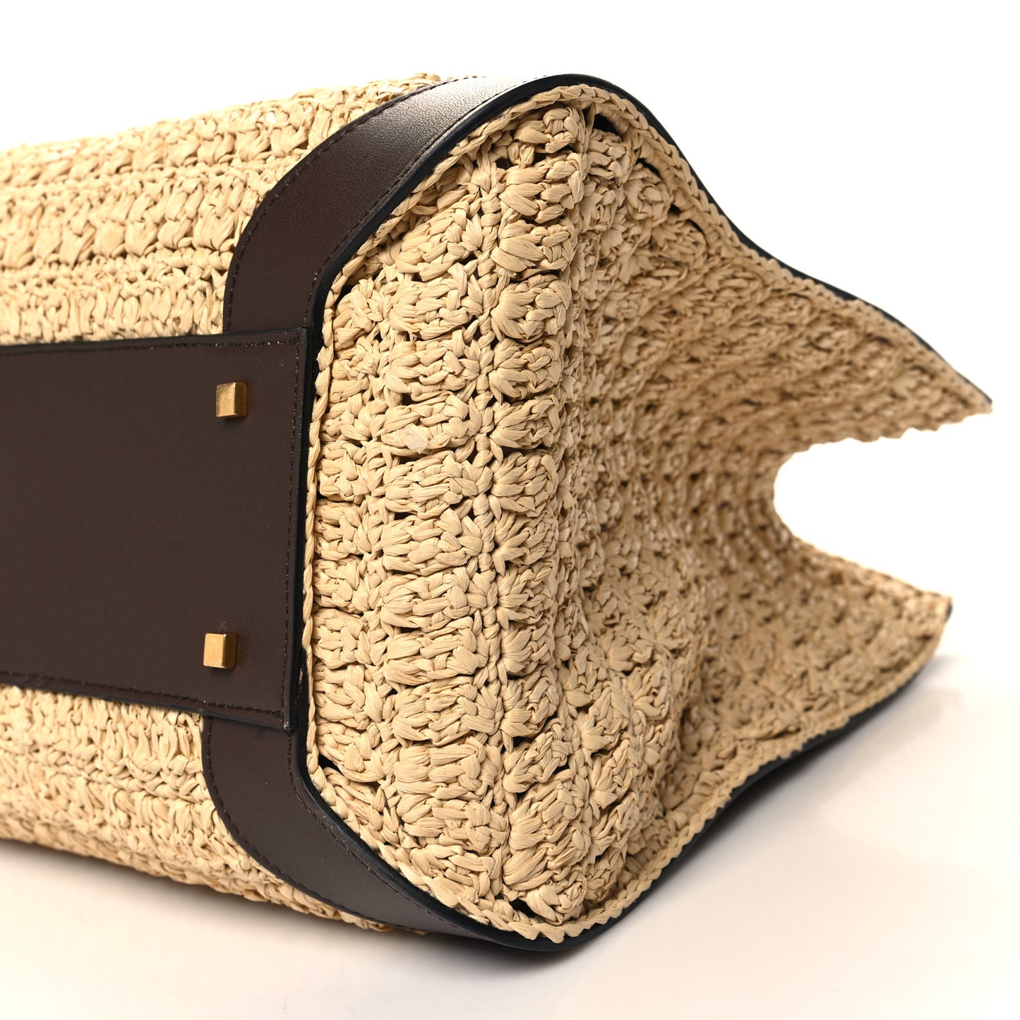 Raffia Calfskin Vlogo Tote Naturale Fondant