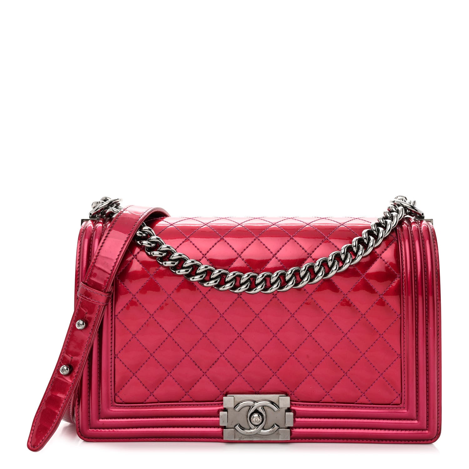Chanel Quilted Patent Pink 1 of 13
