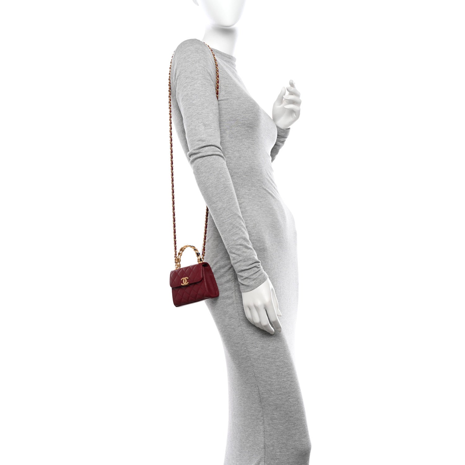 Chanel Lambskin Enamel Quilted Mini Top Handle Flap Red 2 of 10