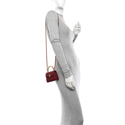Chanel Lambskin Enamel Quilted Mini Top Handle Flap Red 2 of 10
