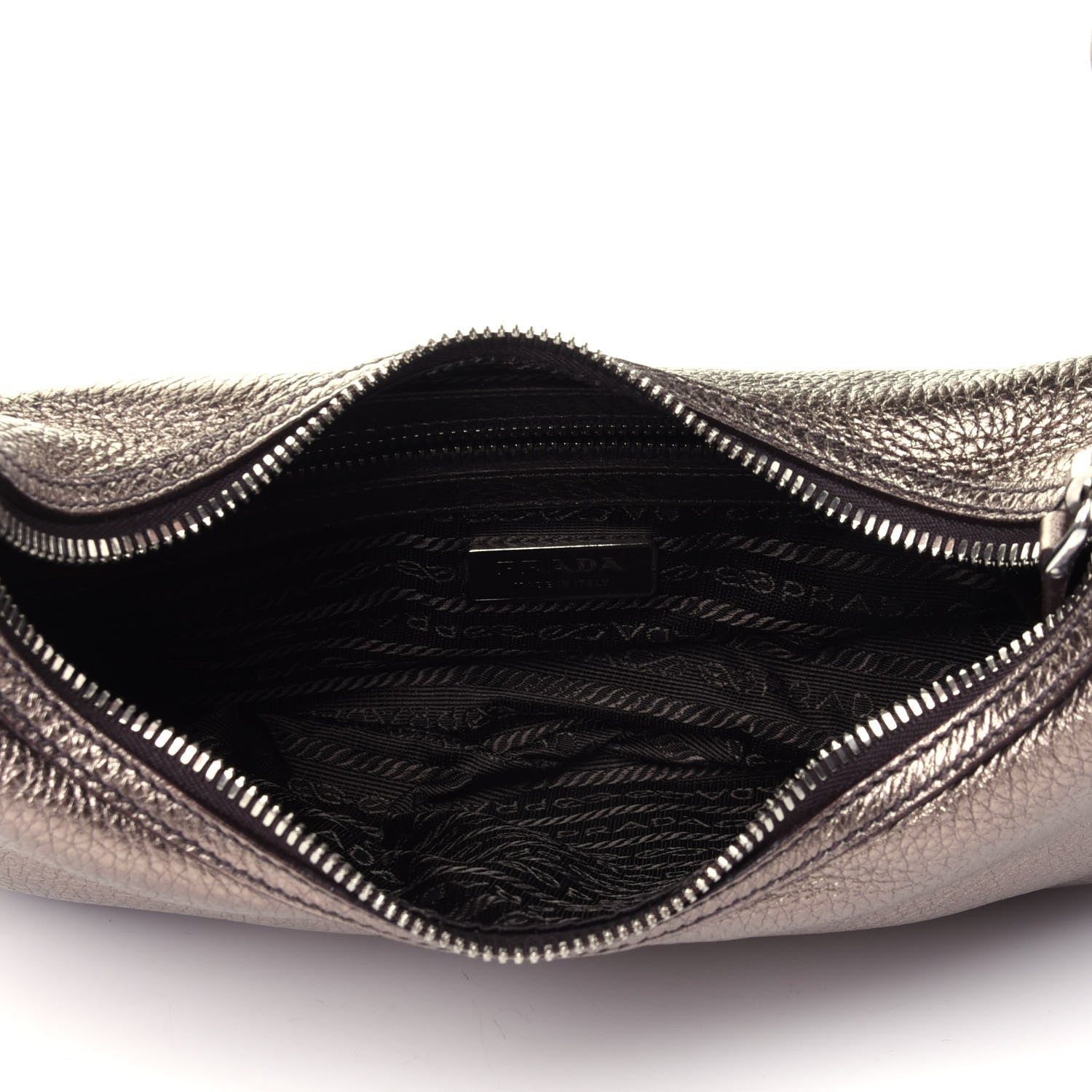 Prada Metallic Vitello Daino Shoulder Bag Piombo 3 of 4
