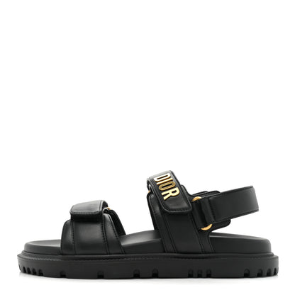 Christian Dior Lambskin Dioract 10mm Sandals 36.5 Black 1 of 10