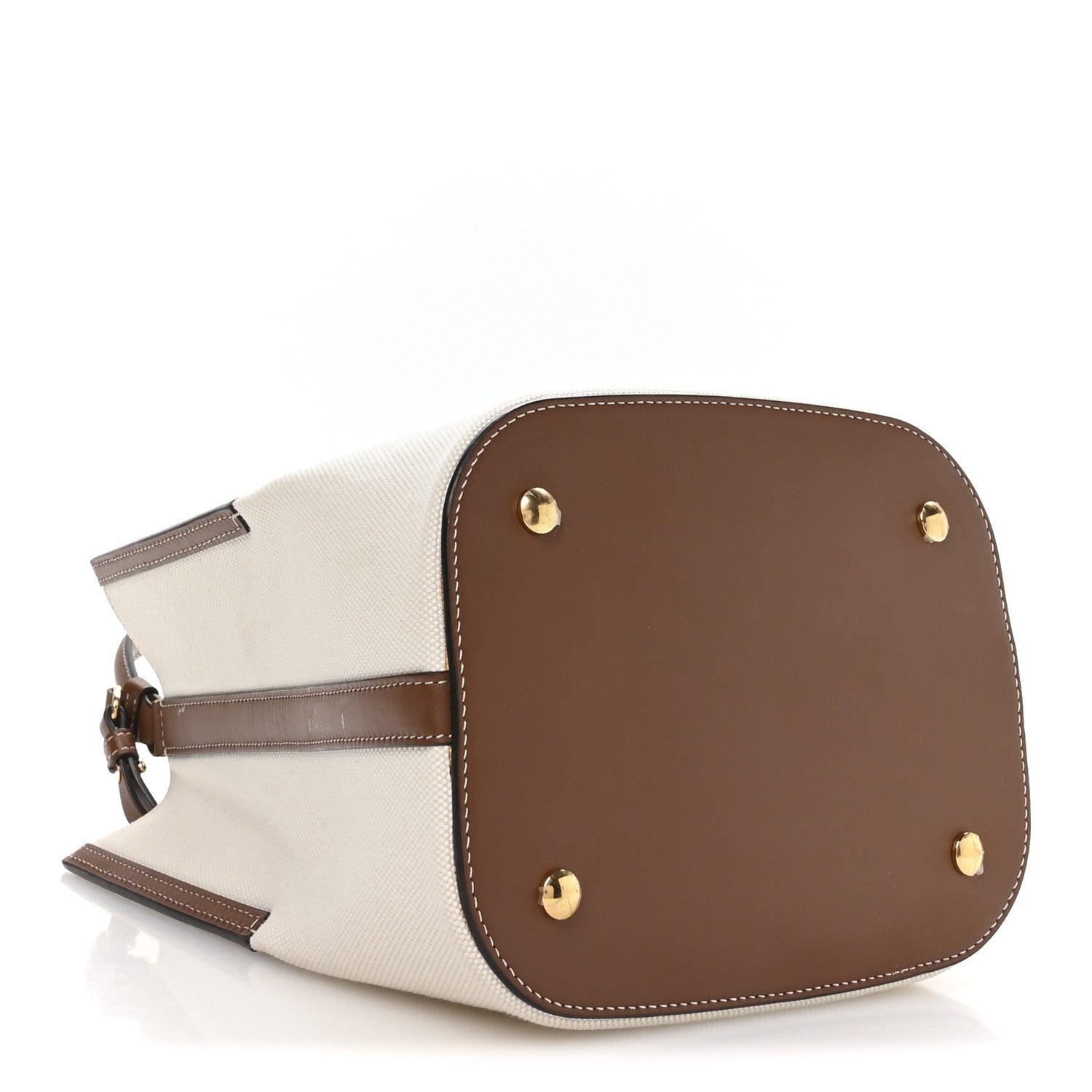 Burberry Canvas Cotton Small Peggy Bucket Bag Natural Gold 7 of 19
