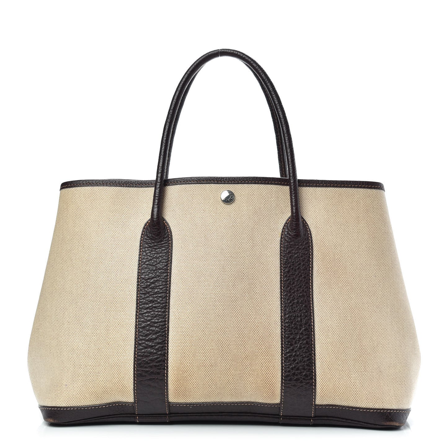 Toile Buffle Gala Garden Party Tote 36 MM Marron Fonce