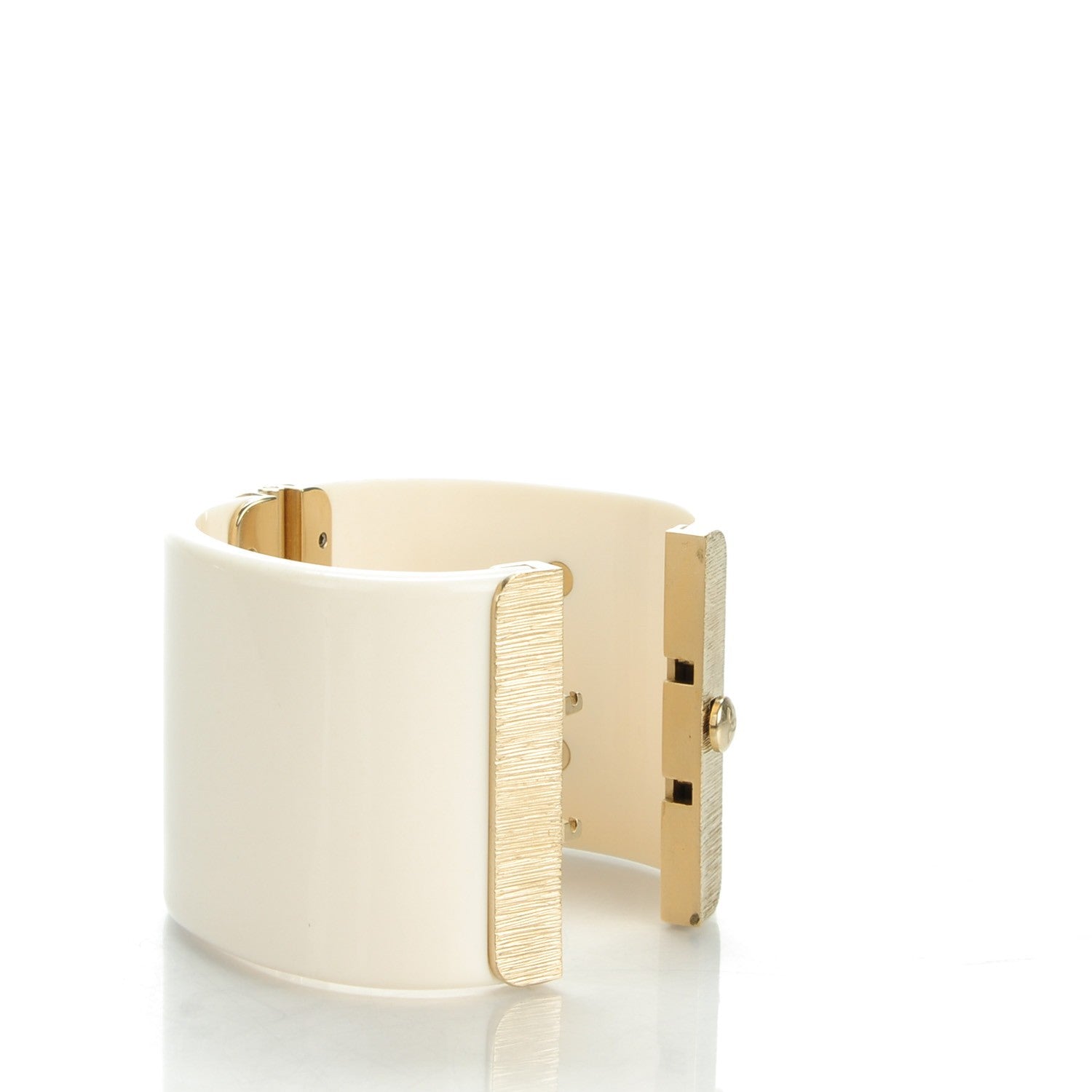 Chanel Resin Crystal Dubai Crescent Moon CC Cuff White Gold 3 of 5
