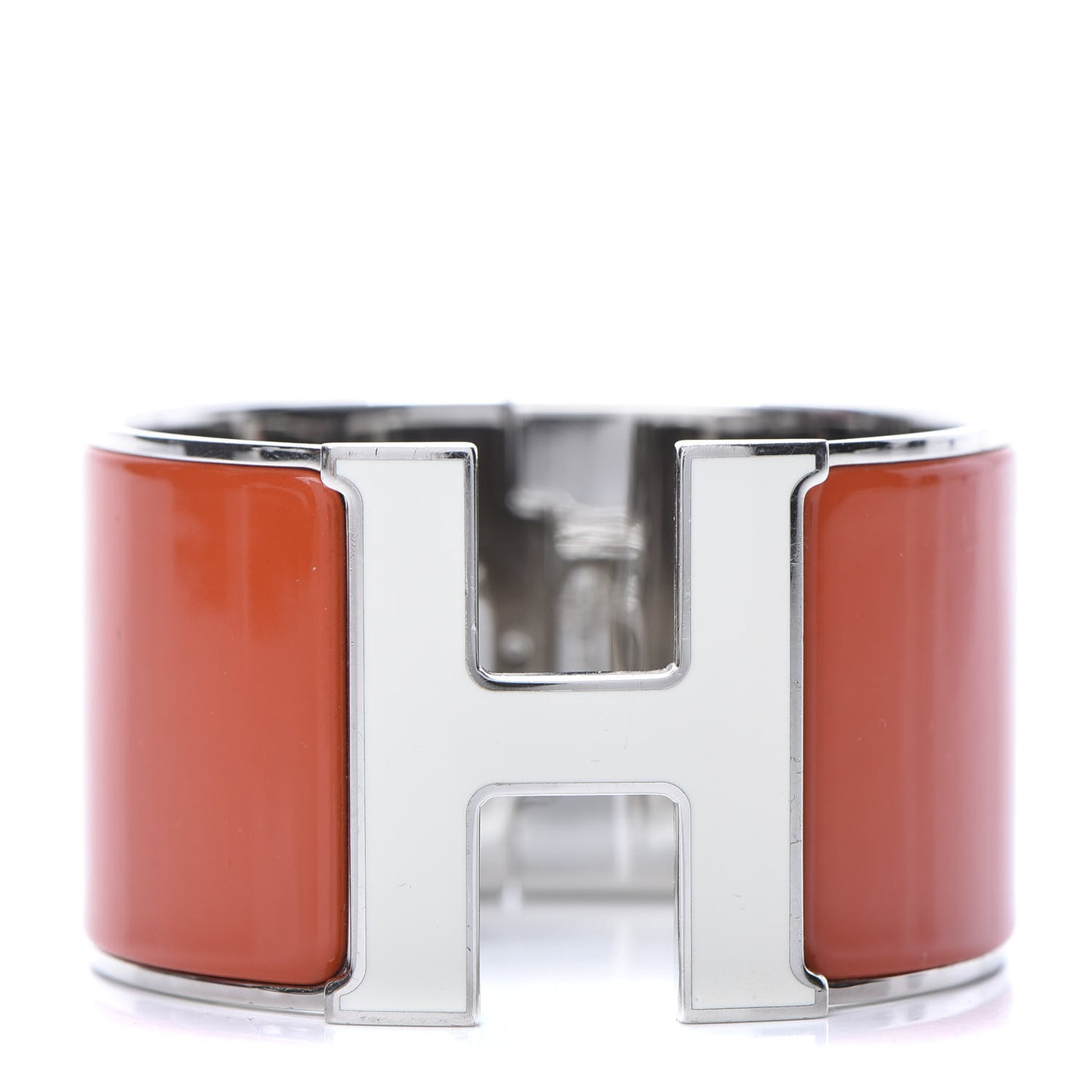 Enamel Extra Wide Clic Clac H Bracelet GM Orange Fruite White