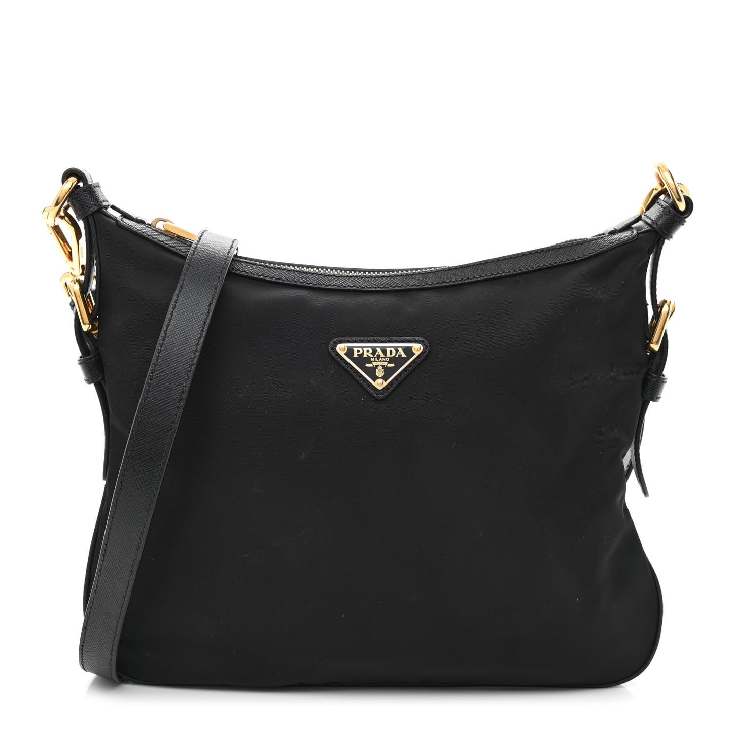 Tessuto Nylon Calfskin Hobo Black
