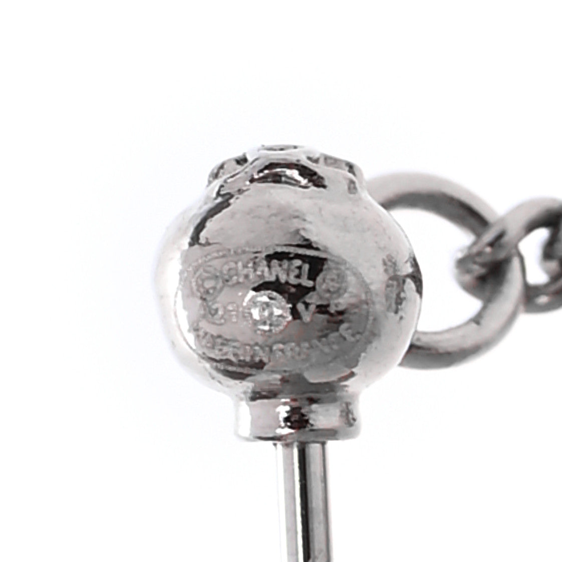 Baguette Crystal CC Drop Earrings Silver