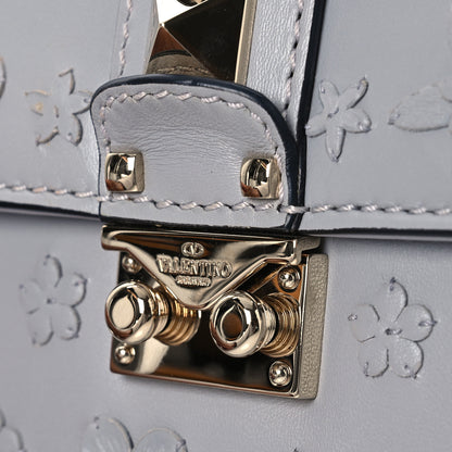 Valentino Garavani Vitello Flower Embellished Small Glam Lock Rockstud Flap Pastel Grey 11 of 14