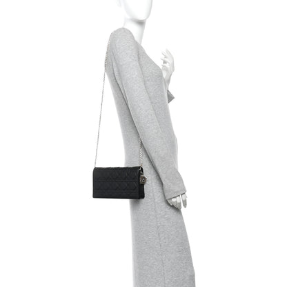 Christian Dior Lambskin Cannage Lady Dior Pouch Black 2 of 10