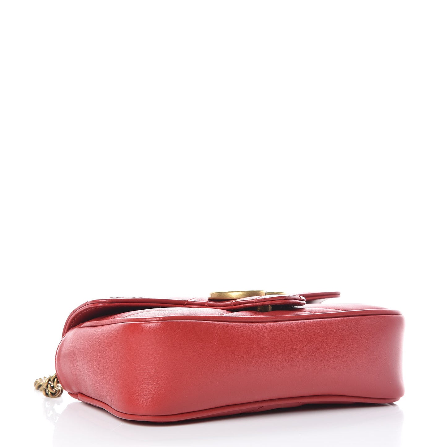 Calfskin Matelasse Super Mini GG Marmont Shoulder Bag Hibiscus Red
