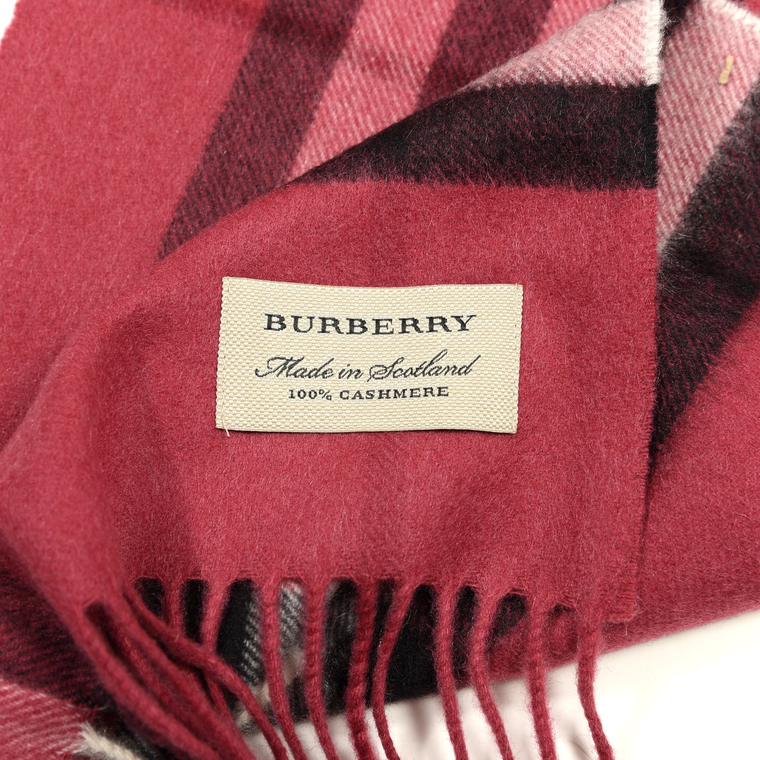 Burberry Cashmere Giant Check Fringe Scarf Rose Pink 3 of 4