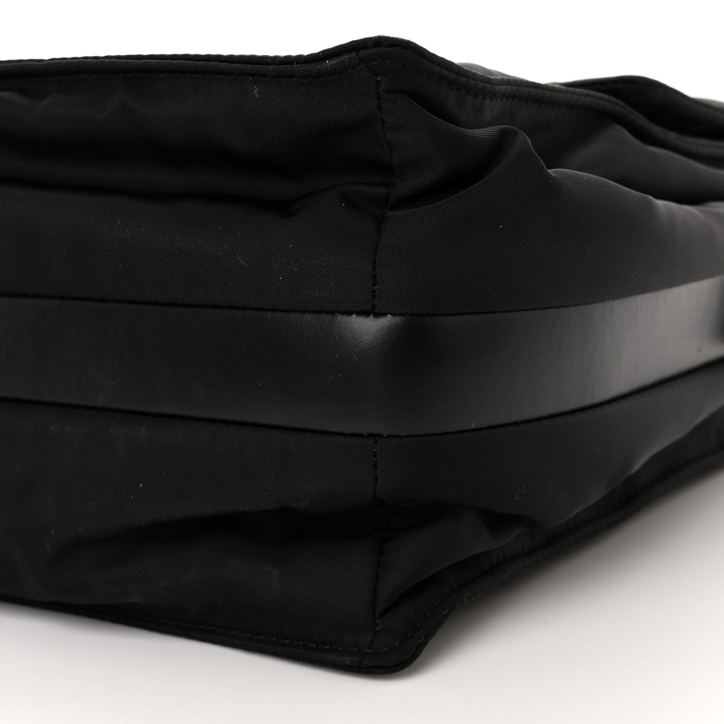 Re-Nylon Vitello Padded Large Flap Shoulder Bag Black