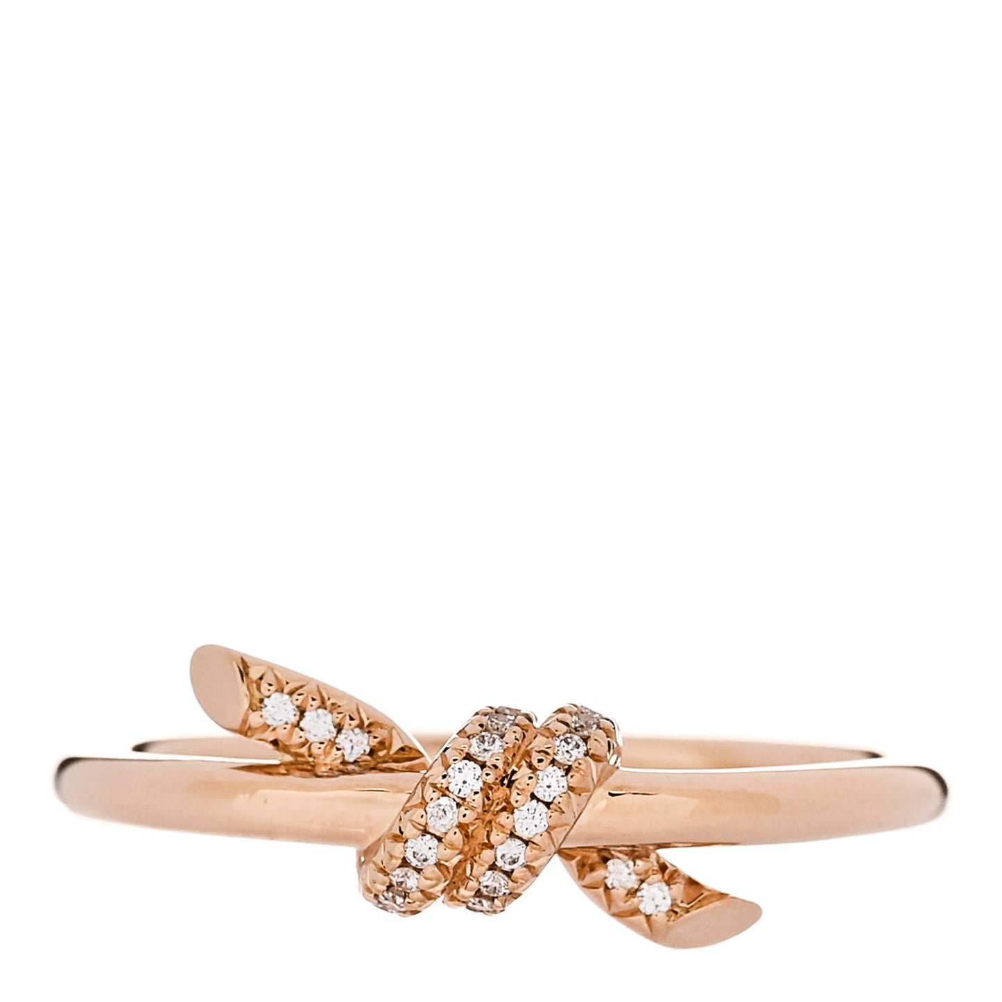 18K Rose Gold Diamond Small Knot Ring 55 7.25