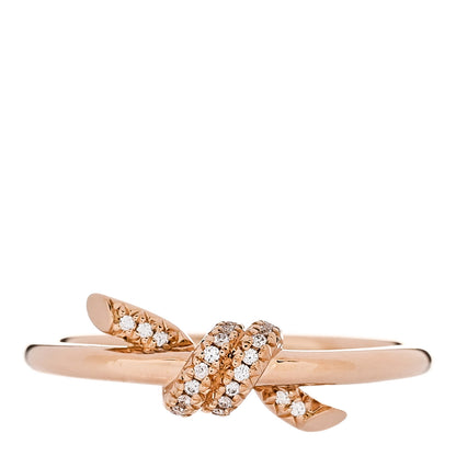 Tiffany 18K Rose Gold Diamond Small Knot Ring 55 7.25 1 of 5