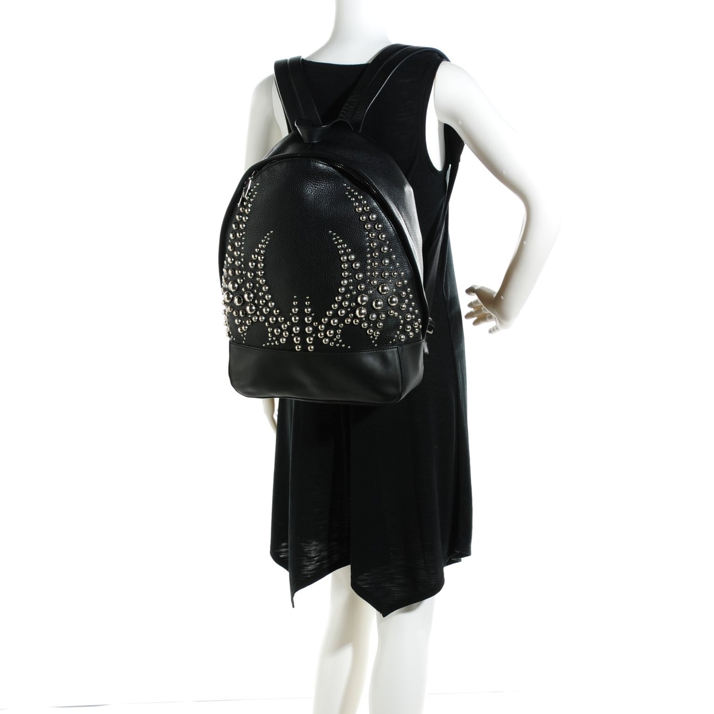 Pebbled Lambskin Studded Runway Backpack Rhodium Hardware