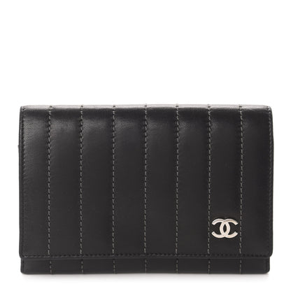 Chanel Lambskin Vertical Quilted Mademoiselle Compact Wallet Black 1 of 10