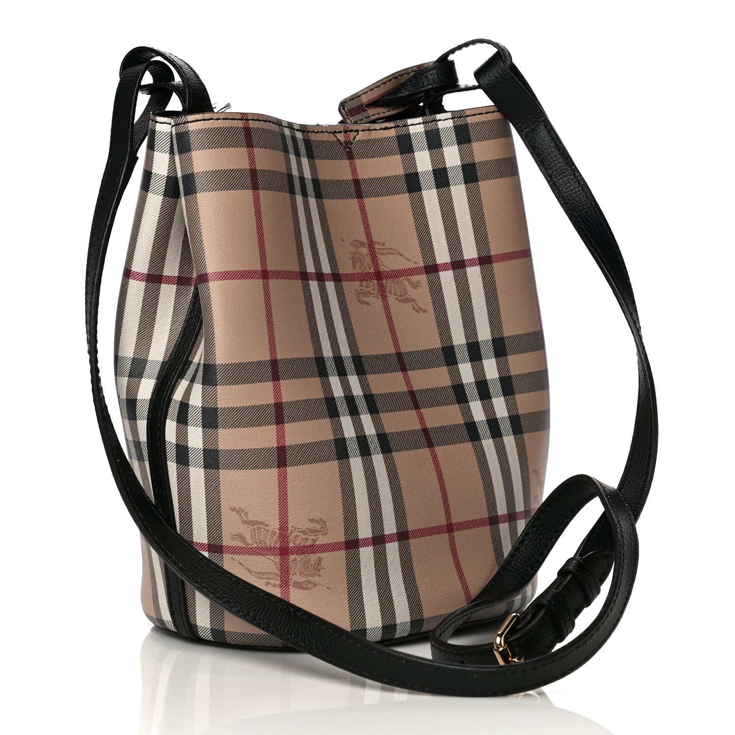 Burberry Haymarket Check Colours Small Lorne Bucket Crossbody Black 3 of 10