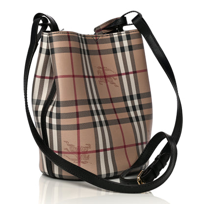 Burberry Haymarket Check Colours Small Lorne Bucket Crossbody Black 3 of 10