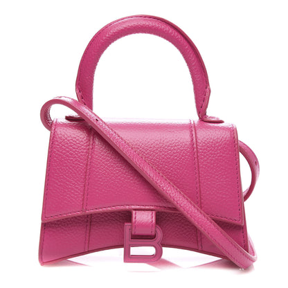 Balenciaga Grained Calfskin Tonal B Hourglass Top Handle Bag Mini Fuchsia 1 of 8