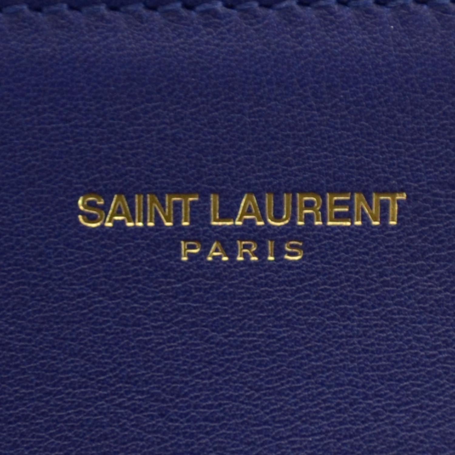 Saint Laurent Leather Chyc Clutch Blue 5 of 8