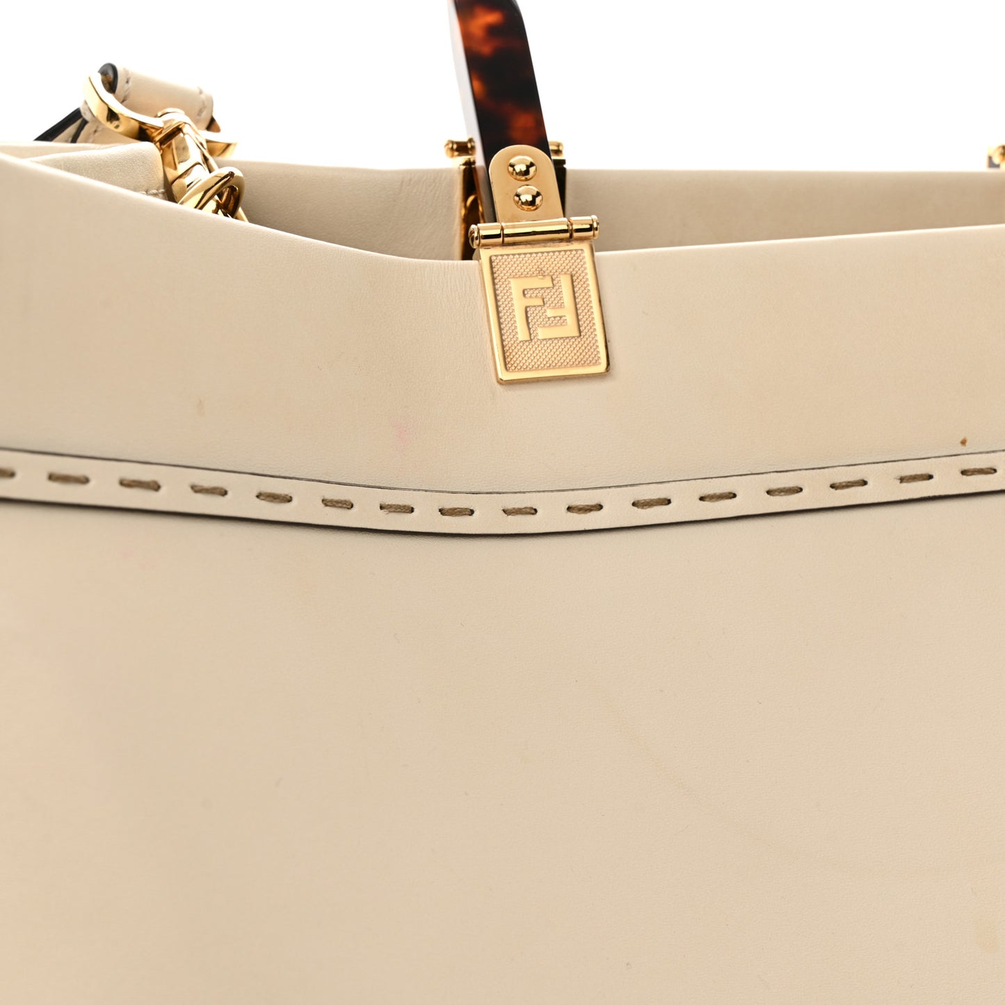 Vitello King Plexiglass Medium Fendi Sunshine Shopper Tote White Ice