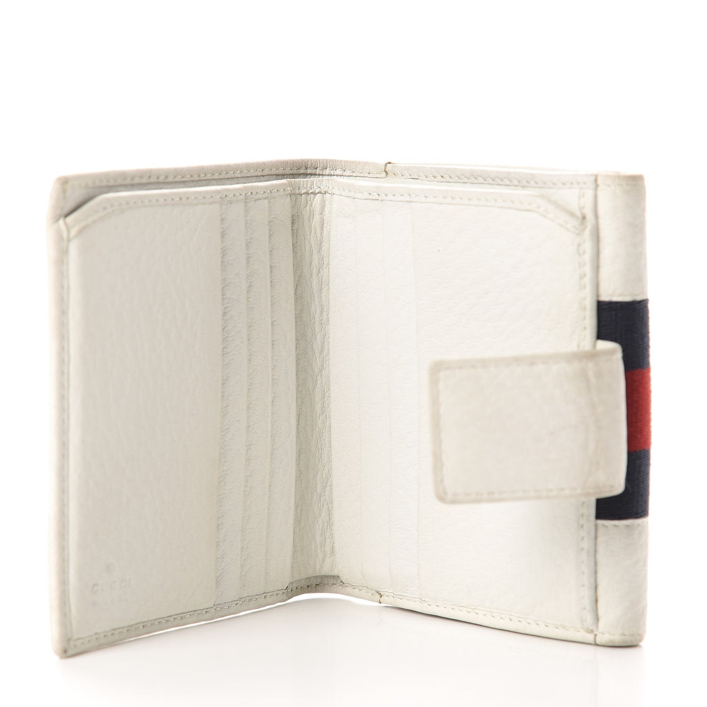 Goatskin Web French Flap Wallet White