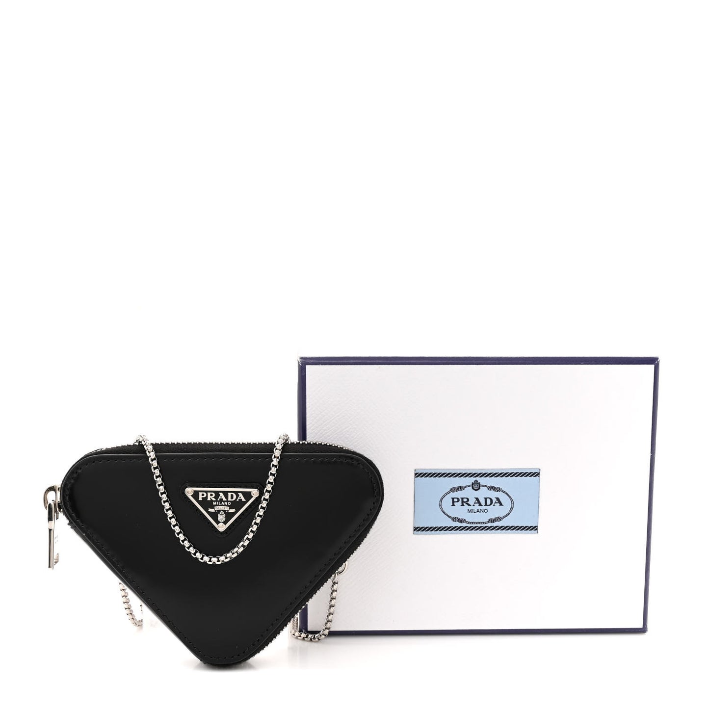 Spazzolato Mini Triangle Chain Crossbody Pouch Black