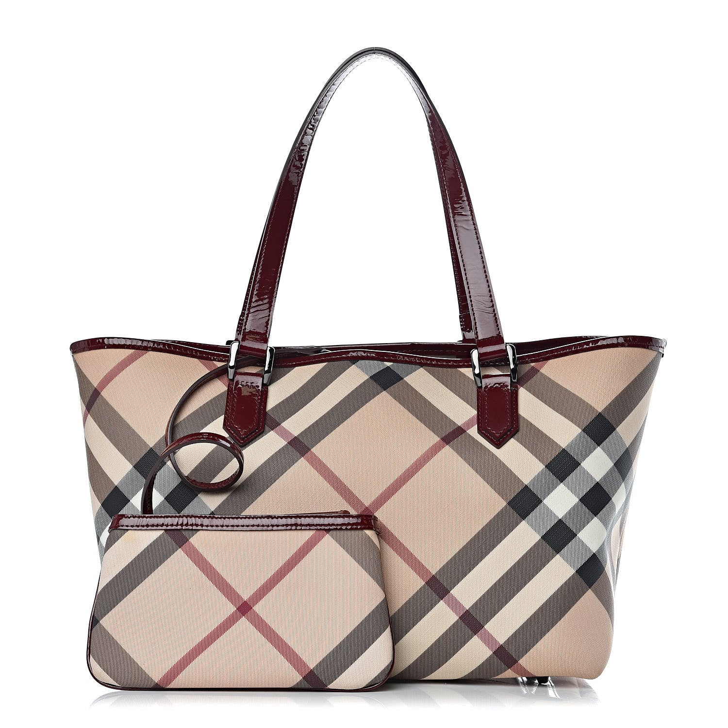 Burberry Supernova Check Small Nickie Tote Berry Red 1 of 15