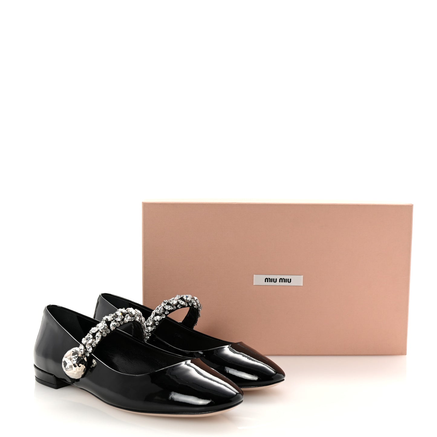 Patent Crystal Mary Jane Flats 36.5 Black