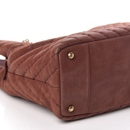 Chanel Iridescent Calfskin Chevron Quilted Surpique Tote Burgundy 9 of 17