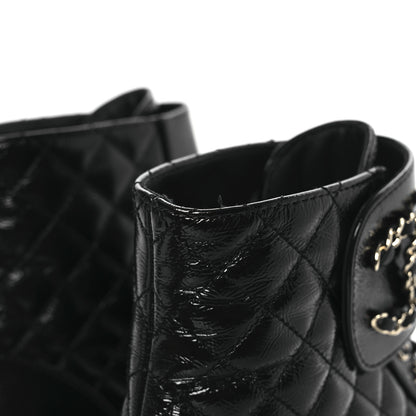 Chanel Shiny Calfskin Quilted Lace Up Combat Boots 36 Black 11 of 12