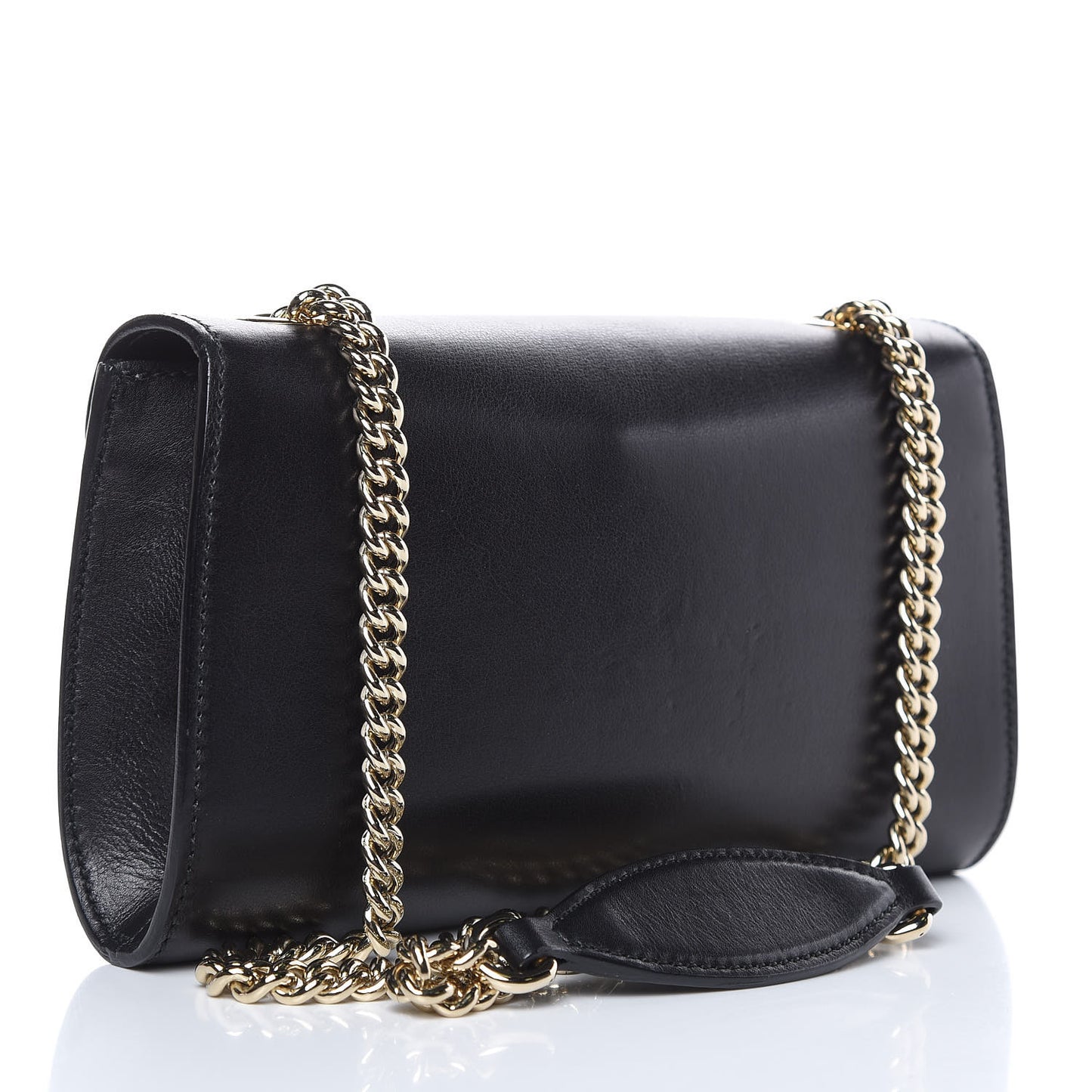 Smooth Calfskin Small Emily Chain Shoulder Bag Black