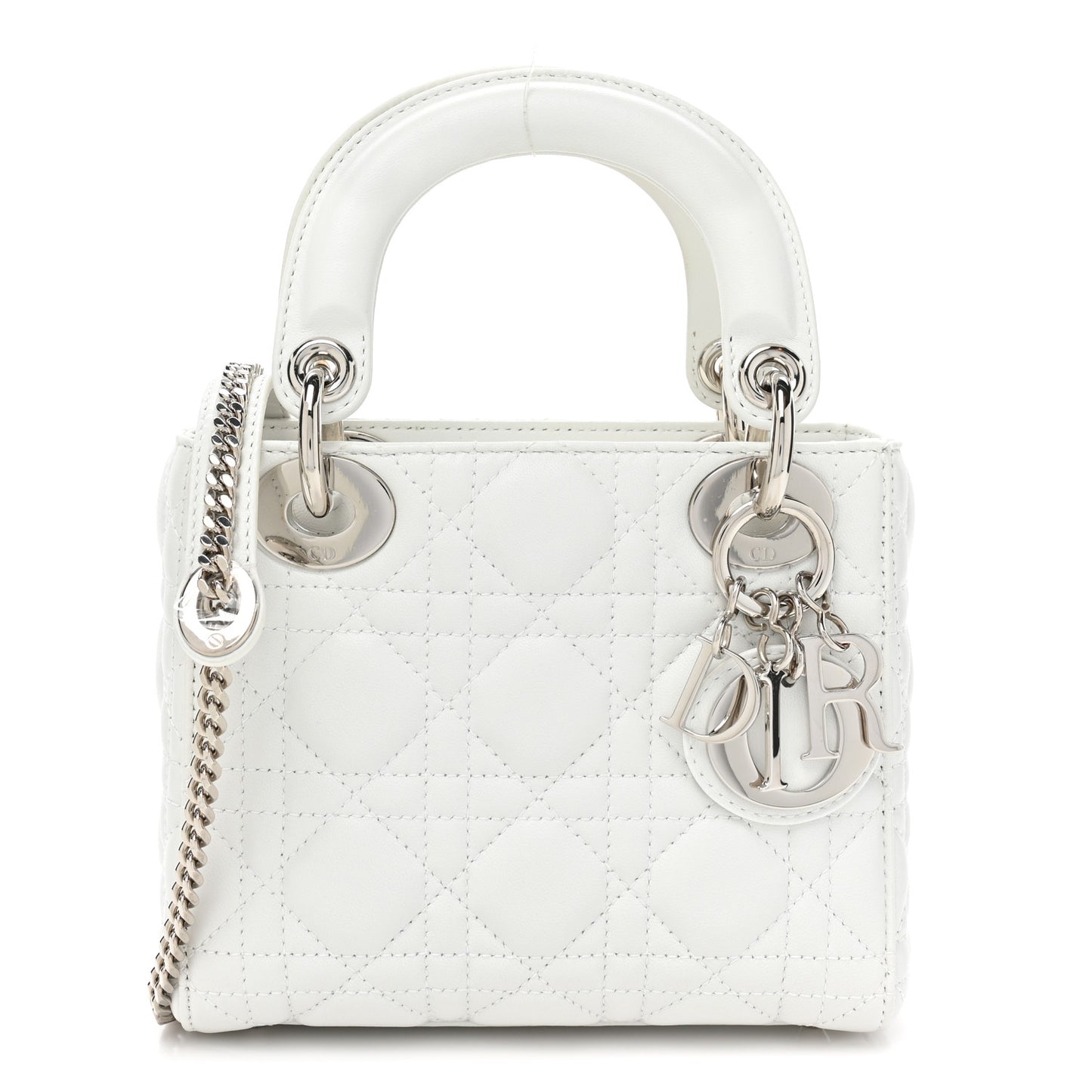 Lambskin Cannage Mini Lady Dior White