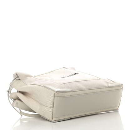Balenciaga Cotton Canvas Calfskin Navy Cabas XS Natural 5 of 13