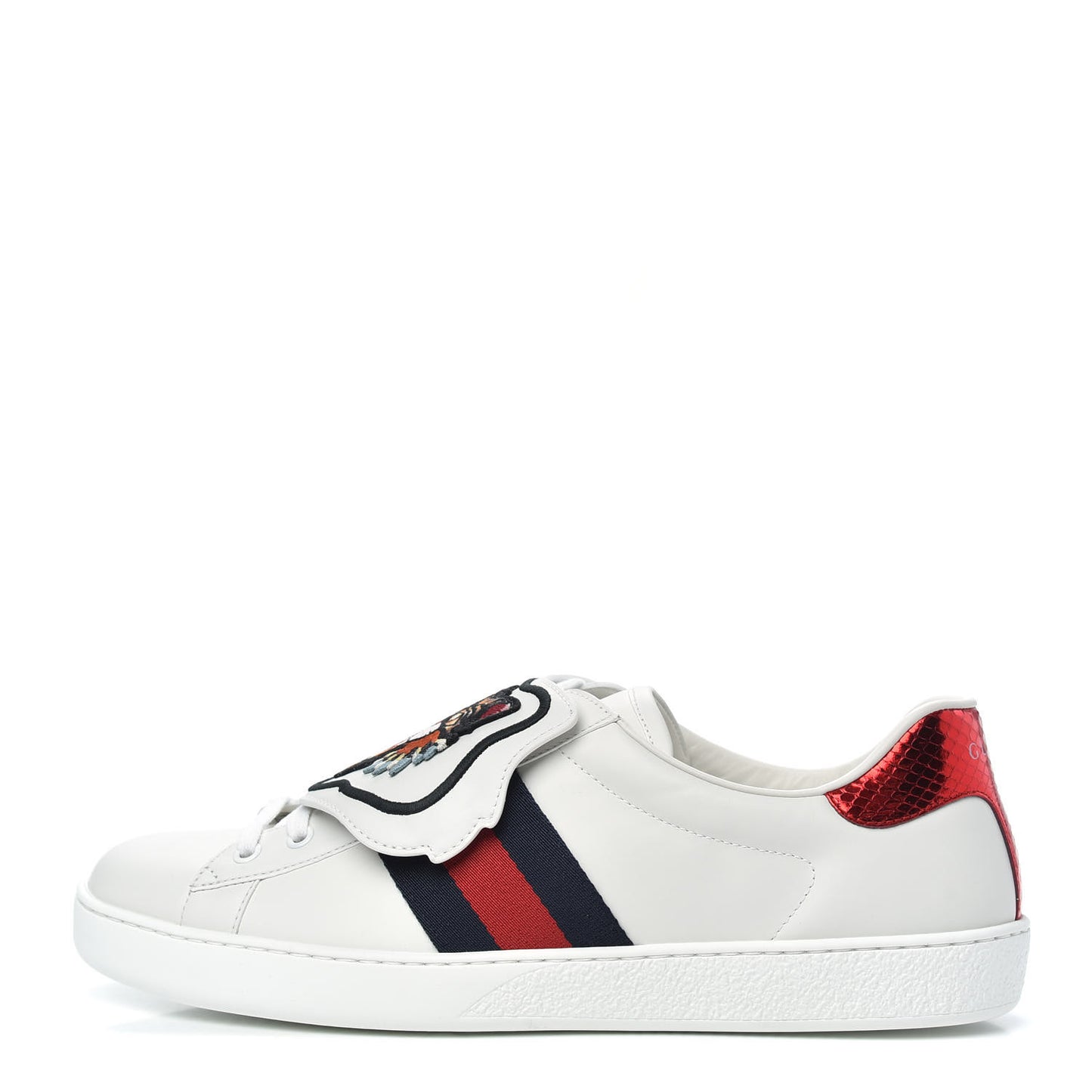 Calfskin Ayers Web Angry Cat Embroidered Mens Ace Sneakers 11 White